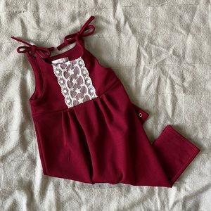 Bailey’s Blossoms: maroon jumpsuit